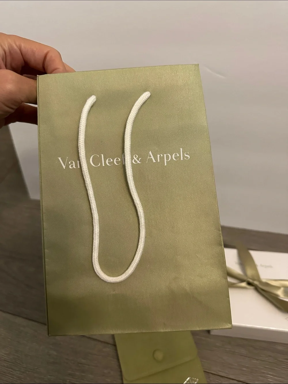 Van Cleef & Arpels Olive Green Suede Jewelry Pouch